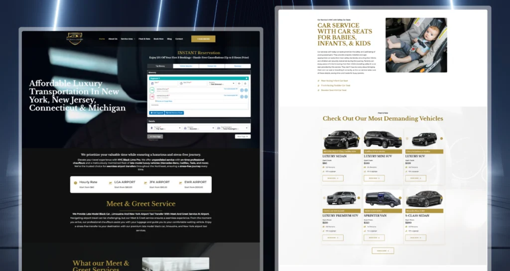 NYC Black Limo Service Website with Bookings Features