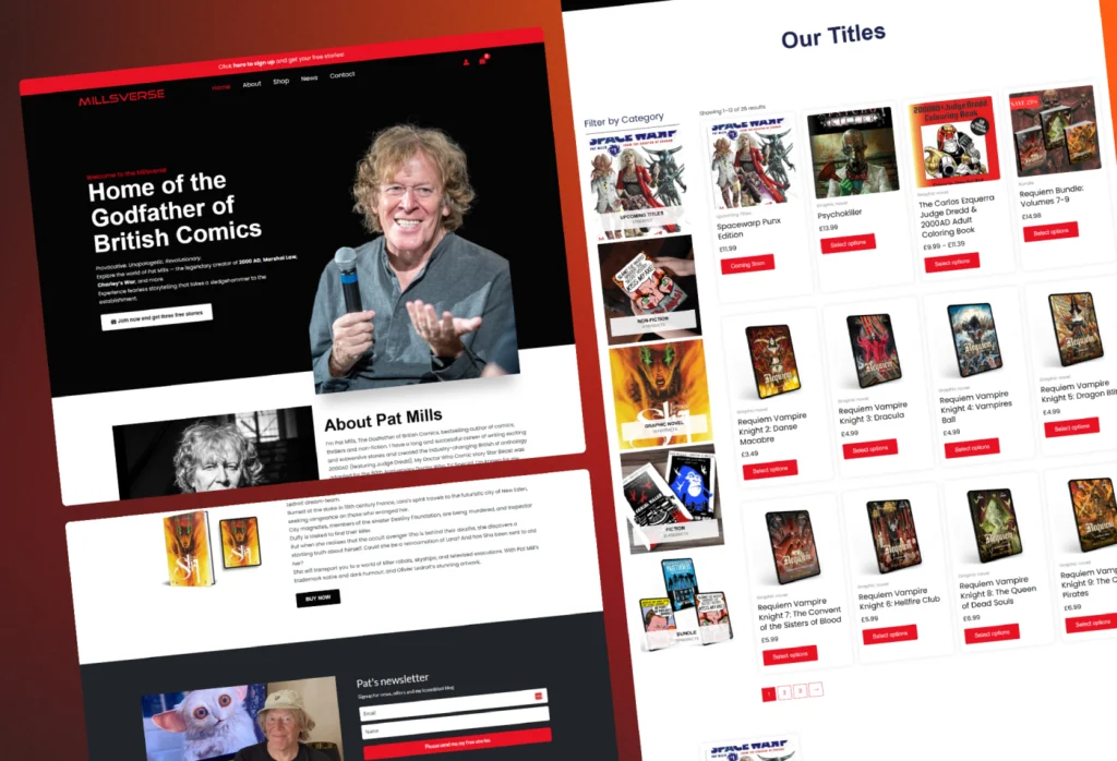 Pat Mills - Author Website with POD integration